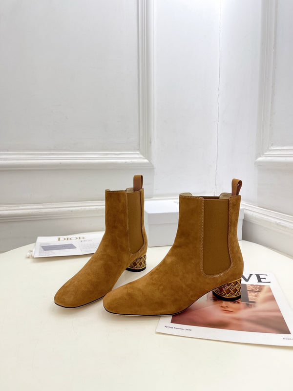 CD Icon Heeled Ankle Boot 40mm Brown Orange Suede