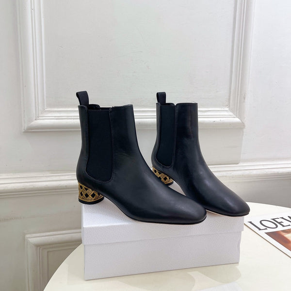 CD Icon Heeled Ankle Boot 40mm Black Calfskin