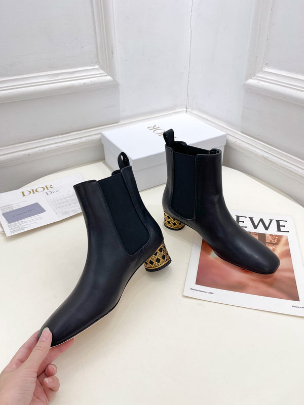 CD Icon Heeled Ankle Boot 40mm Black Calfskin