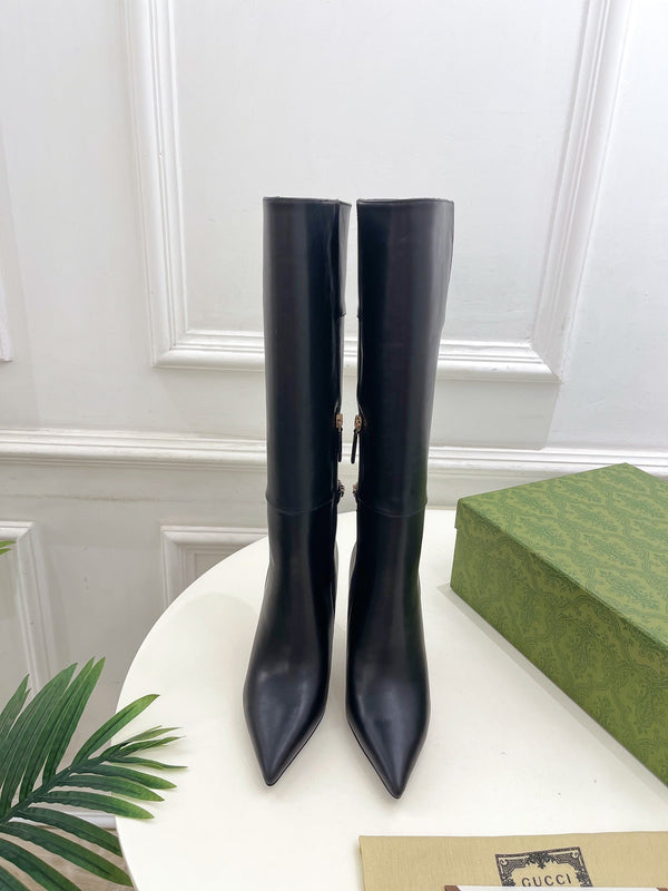 SIGNORIA KNEE BOOTS 10.5CM IN BLACK CALFSKIN