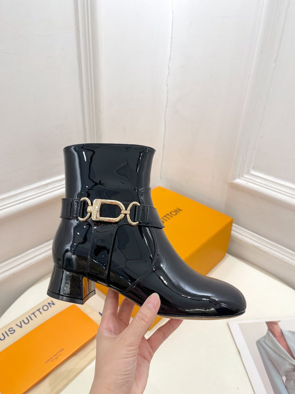 LV Ankle Boots 35mm Glossy Black Cowhide