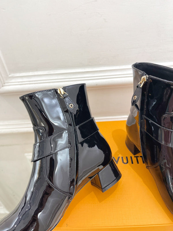 LV Ankle Boots 35mm Glossy Black Cowhide