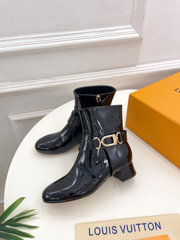 LV Ankle Boots 35mm Glossy Black Cowhide