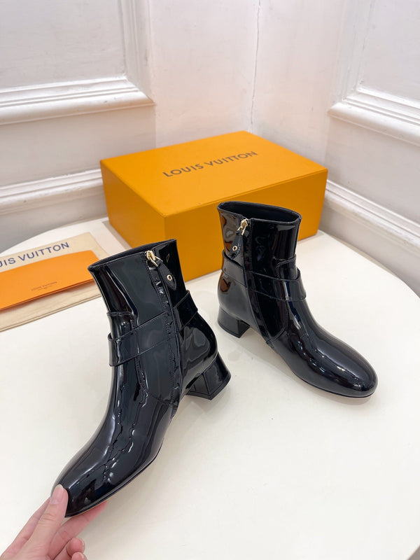 LV Ankle Boots 35mm Glossy Black Cowhide