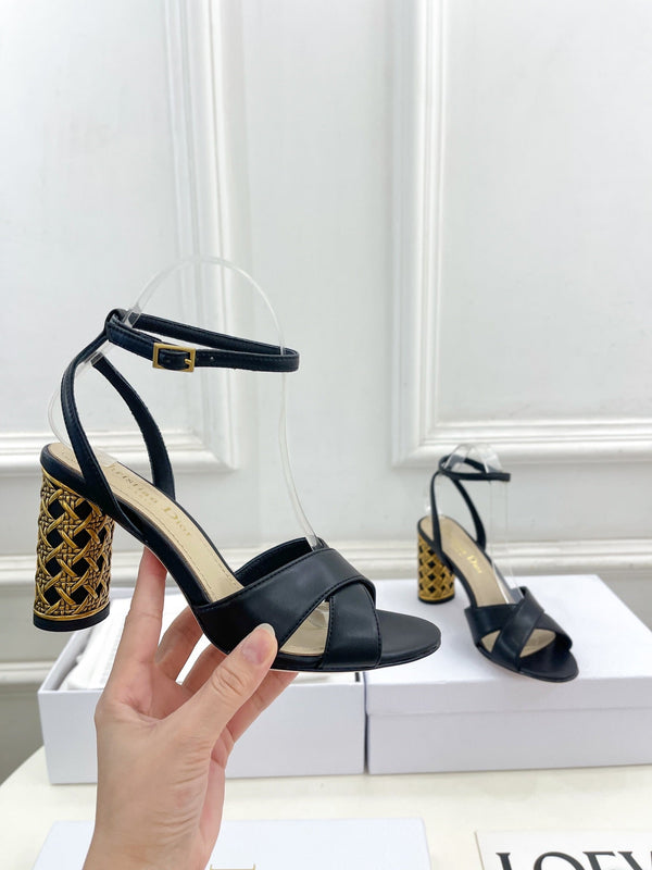 CD Icon Heeled Sandal 80mm Black Calfskin