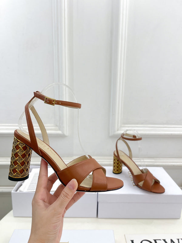 CD Icon Heeled Sandal 80mm Brown Calfskin