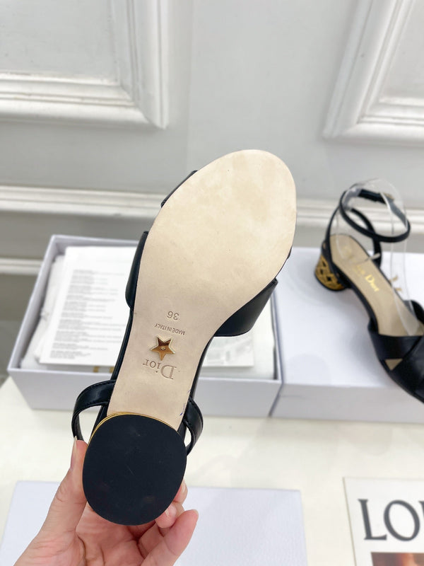 CD Icon Heeled Sandal 40mm Black Calfskin