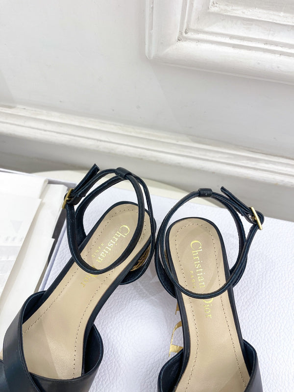 CD Icon Heeled Sandal 40mm Black Calfskin