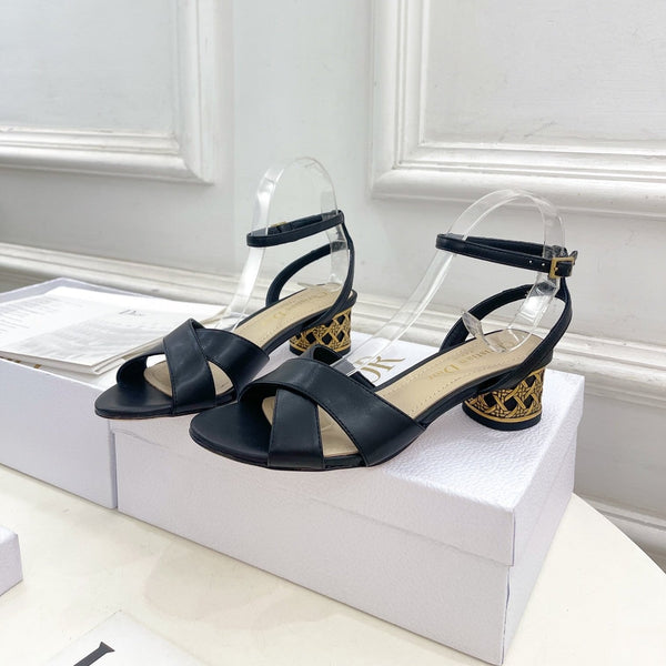 CD Icon Heeled Sandal 40mm Black Calfskin