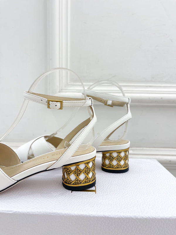CD Icon Heeled Sandal 40mm White Calfskin