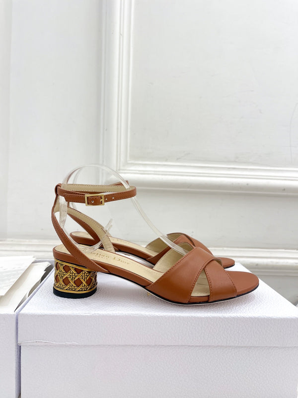 CD Icon Heeled Sandal 40mm Brown Calfskin