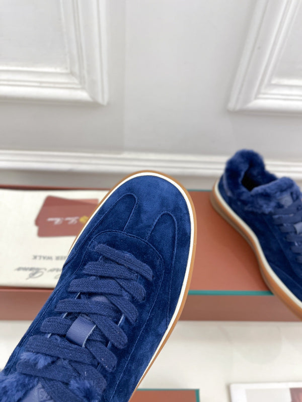 LP Tennis Walk Sneaker In Navy Blue Suede Lined With Wool Fleece  988268
