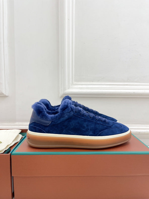 LP Tennis Walk Sneaker In Navy Blue Suede Lined With Wool Fleece  988268