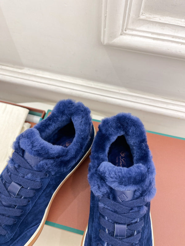 LP Tennis Walk Sneaker In Navy Blue Suede Lined With Wool Fleece  988268