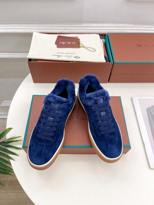 LP Tennis Walk Sneaker In Navy Blue Suede Lined With Wool Fleece  988268