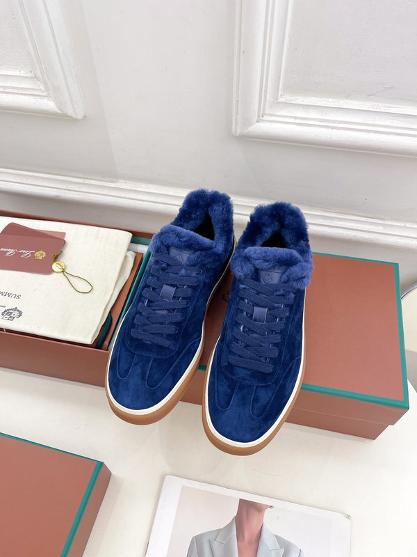 LP Tennis Walk Sneaker In Navy Blue Suede Lined With Wool Fleece  988268