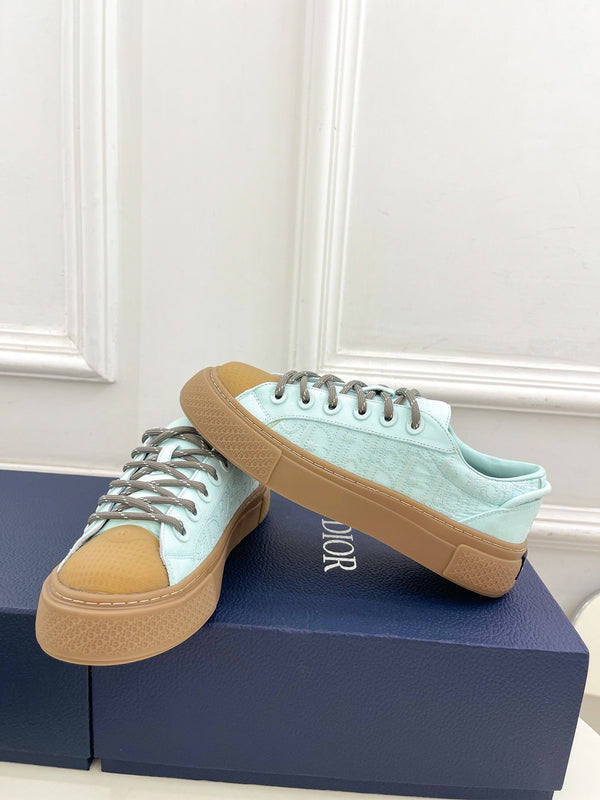 CD B33 Sneaker 30mm In Light Turquoise Monogram Denim Fabric 988197