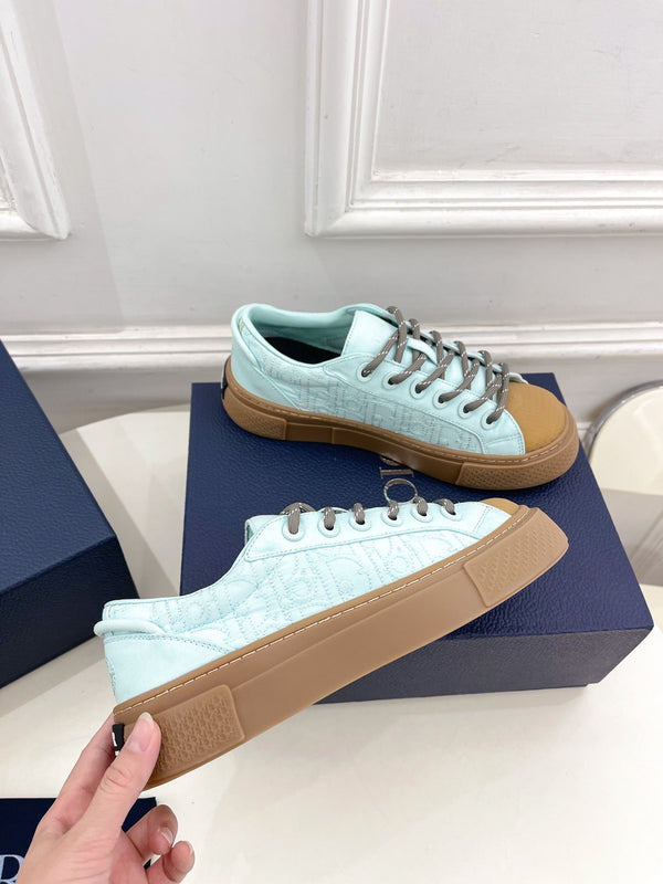 CD B33 Sneaker 30mm In Light Turquoise Monogram Denim Fabric 988197
