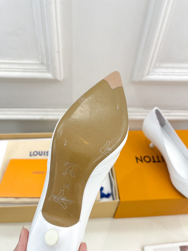 6AM HIGH PUMP 5 CM IN WHITE CALFSKIN