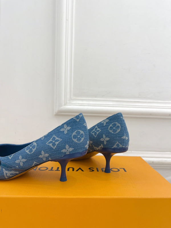 6AM HIGH PUMP 5 CM IN CLASSIC BLUE MONOGRAM DENIM