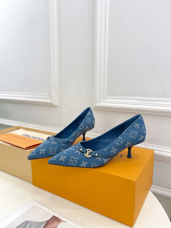6AM HIGH PUMP 5 CM IN CLASSIC BLUE MONOGRAM DENIM