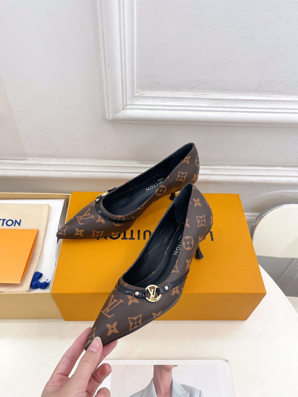 6AM HIGH PUMP 5 CM IN CHOCOLATE BROWN MONOGRAM CALFSKIN