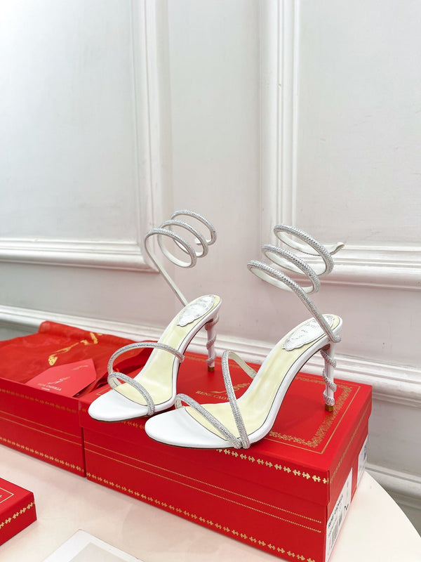 RC 25 Crystal Diamond Snake-Shaped High-Heeled White Silk Rhinestones 253543