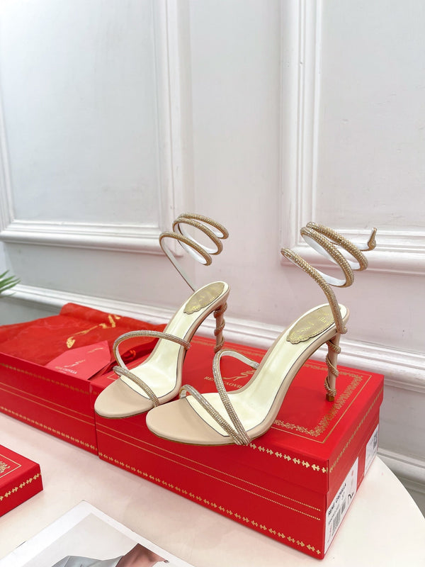 RC 25 Crystal Diamond Snake-Shaped High-Heeled Pink Nude Silk Rhinestones 253545