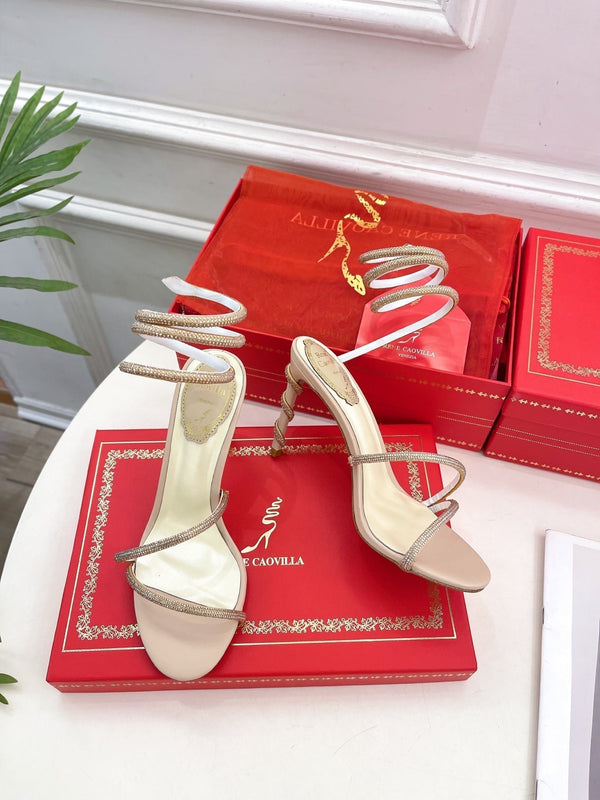 RC 25 Crystal Diamond Snake-Shaped High-Heeled Pink Nude Silk Rhinestones 253545