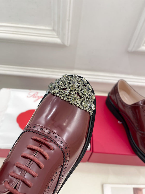 Viv 25 Baroque Rhinestone Derby Loafer Brown Cowhide Leather 253582