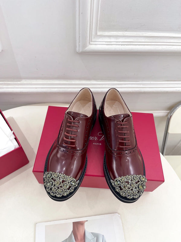 Viv 25 Baroque Rhinestone Derby Loafer Brown Cowhide Leather 253582