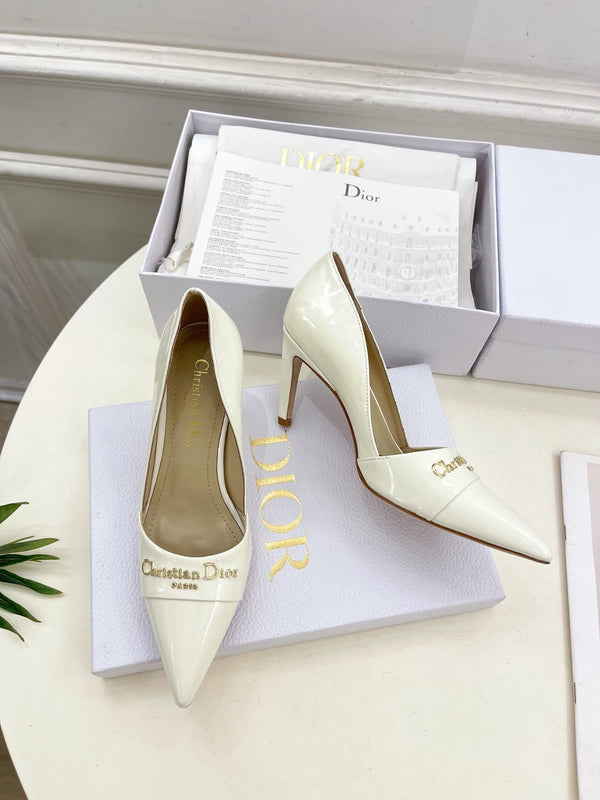 CD 25 Pump High Heels White Patent Leather 307418