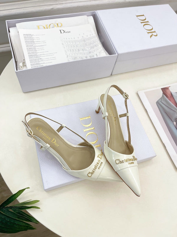 CD 25 Slingback Heel Pelle di vitello bianca 307432