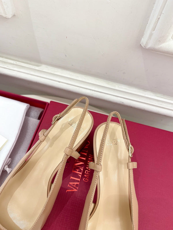 Valet Du Roi Slingback Pumps 60mm Beige Burgundy Goatskin 307480