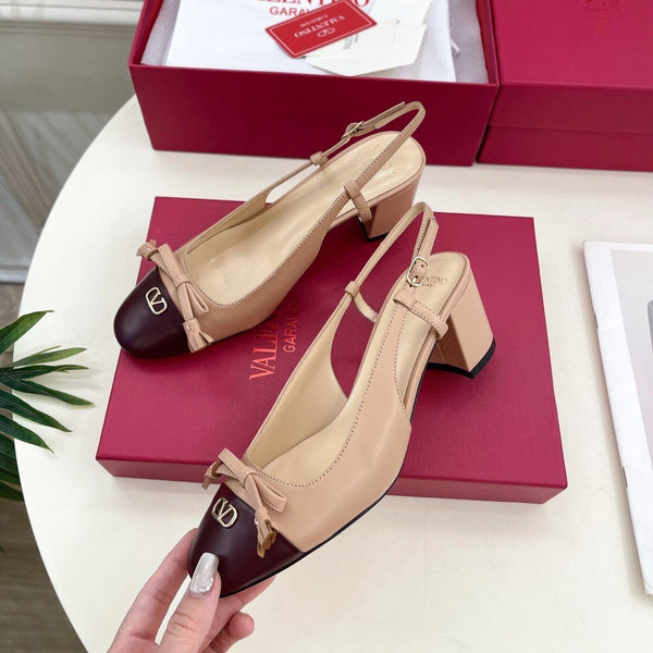 Valet Du Roi Slingback Pumps 60mm Beige Burgundy Goatskin 307480