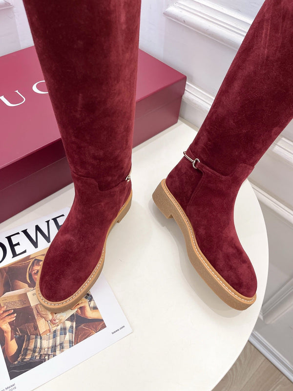 Gucci 25𝐬𝐬 hight boots wine red suede 435368