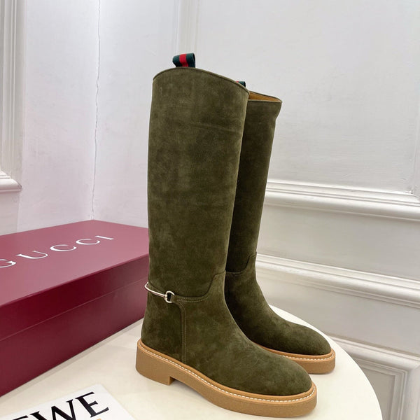 Gucci 25𝐬𝐬 hight boots olive green suede 435371