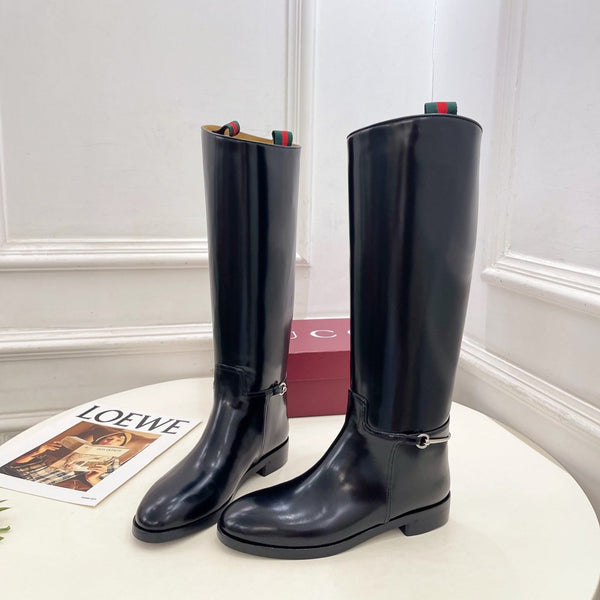 Gucci 25𝐬𝐬 horsebit long boots black calfskin 435381