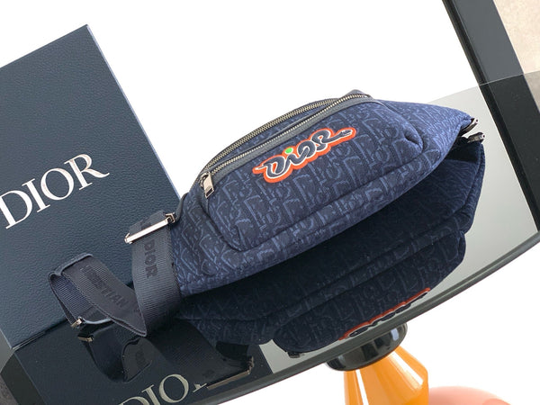 Dior Rider 2.0 Zipper Waist Bag Navy Blue Cowhide 336230