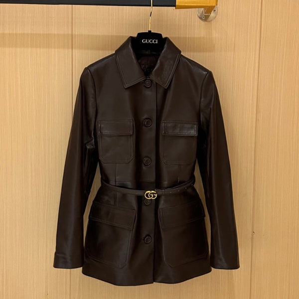 Gucci Jacket Brown Chocolate Leather 276991