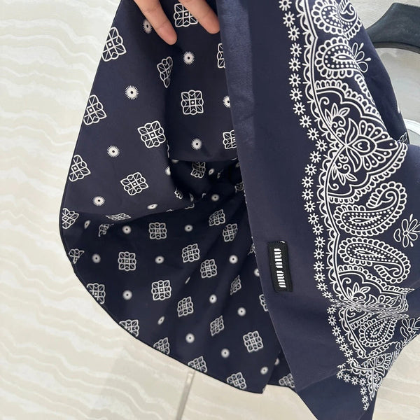 MIUMIU MIDNIGHT BLUE PLEATED MIDI SKIRT