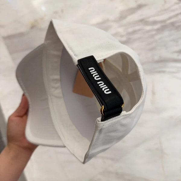 MM BASEBALL CAP IN WHITE FABRIC EMBROIDERED LOGO STYLE 3