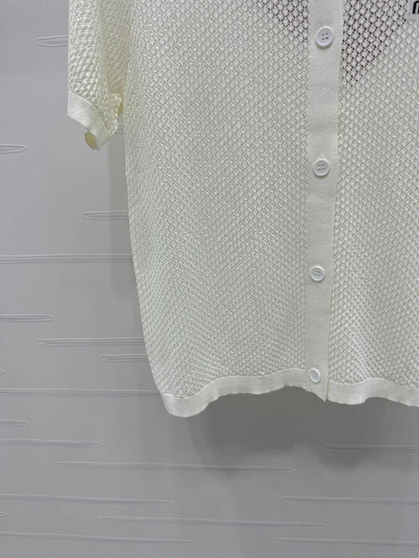 MIU 25S SHORT SLEEVE ROUND NECK CARDIGAN 264268