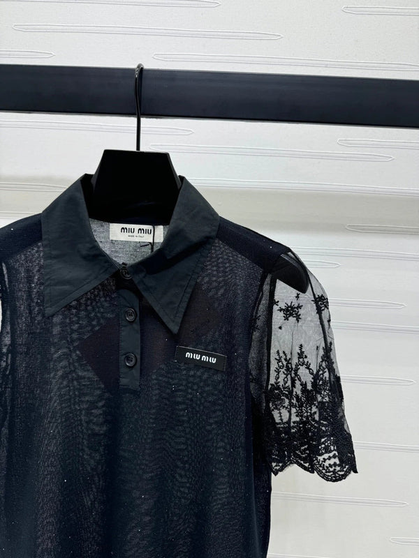 MIU 25S SEE THROUGH COLLAR SHIRT 264112