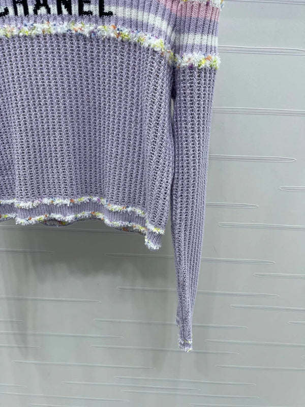 CHANEL 25S LONG SLEEVE OPEN-KNIT SWEATER STYLE 163