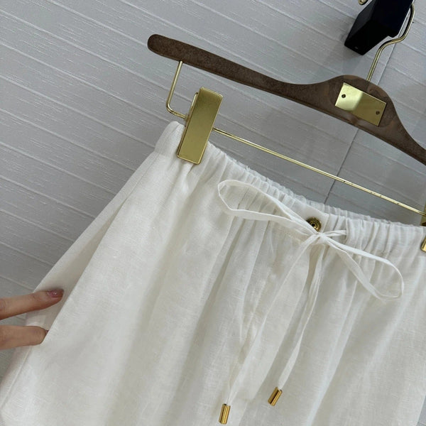 LP STRAIGHT-LEG LINEN PANTS IN WHITE