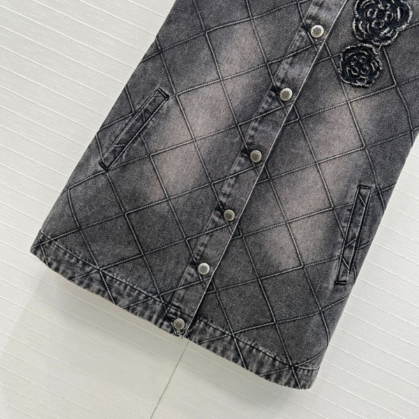 CHANEL DENIM VEST DRESS WITH DIAMOND PATTERN 276108