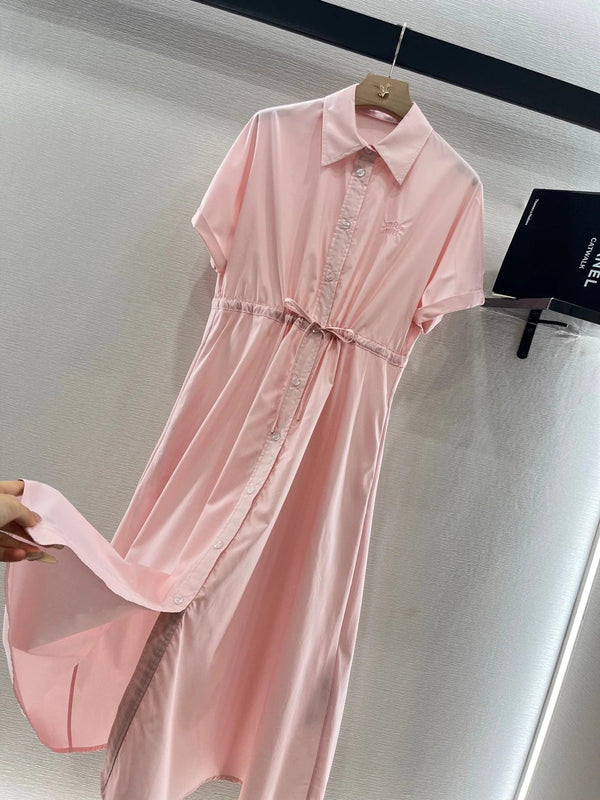 MIUMIU LIGHT PINK DRESS WITH DRAWSTRING WAIST