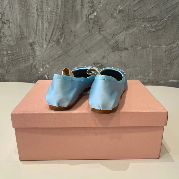 BALLET FLAT SHOES LIGHT BLUE GLOSSY SHEEPSKIN