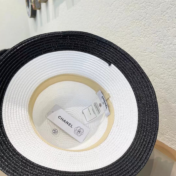 STRAW BUCKET HAT WHITE WITH PEARLS 672764